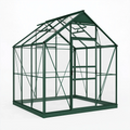 Gewächshaus 190 x 190 x 195 cm aus Aluminium und transparenten Paneelen dunkelgrün mit Dachfenster