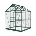 Gewächshaus 190 x 190 x 195 cm aus Aluminium und Polycarbonat Grün Transparent mit Schiebetür