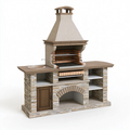 Grillkamin 220 x 70 x 230 cm aus Stein Beige mit Arbeitsplatten Außenküche
