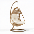 Hängesessel 105 x 95 x 195 cm Geflecht Beige Creme mit Metallgestell für Innenbereich