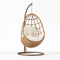 Hängesessel 105 x 105 x 195 cm Rattan Braun mit Metallgestell für Innenräume Boho-Stil