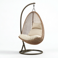 Hängesessel 110 x 100 x 195 cm aus Rattan und Stahl Braun Beige mit Standgestell