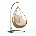 Hängesessel mit Gestell 105 x 105 x 195 cm Polyrattan Beige Grün für Innenbereich