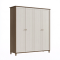 Kleiderschrank 180 x 60 x 200 cm aus Holzwerkstoff Walnuss Elfenbein - 4-türiger Stauraumschrank im modernen Stil