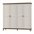 Kleiderschrank 200 x 60 x 200 cm Holzwerkstoff Weiß Braun Landhausstil mit 4 Türen
