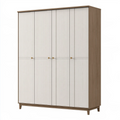 Kleiderschrank 200 x 60 x 220 cm Holzwerkstoff Weiß Walnussfarben - 4-türiger Stauraumschrank im modernen Stil