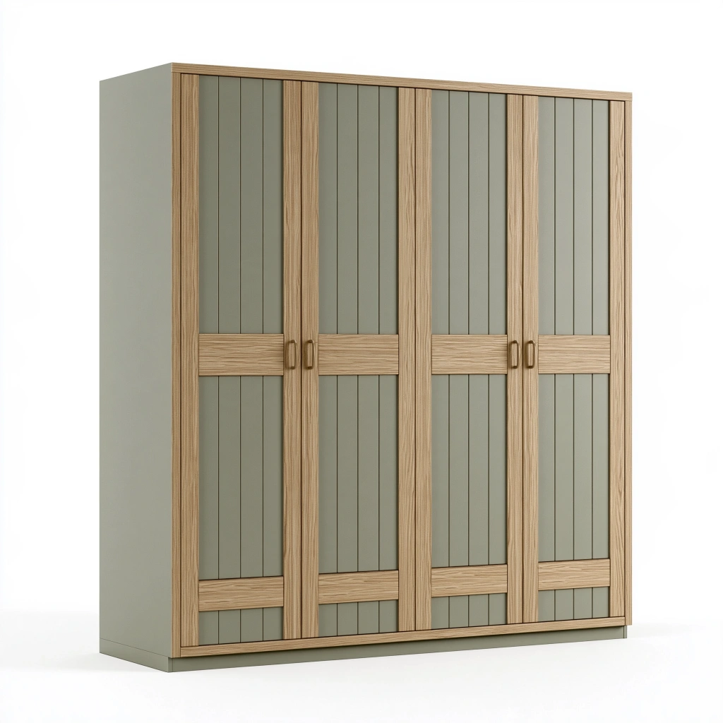 Kleiderschrank 180 x 60 x 200 cm Holzwerkstoff Salbeigrün Eiche - 4-türiger Stauraumschrank im Landhausstil