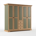 Kleiderschrank 220 x 60 x 220 cm Holzwerkstoff Naturgrün mit 4 Türen und 3 Schubladen Landhausstil