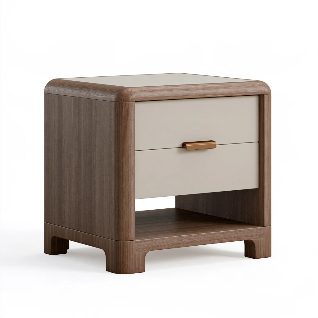 Nachttisch 50 x 40 x 55 cm Holz Braun Beige mit Schublade moderner Stil