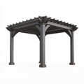 Pergola 300 x 300 x 240 cm aus Holz dunkelbraun mit offenem Lamellendach für Garten