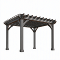 Pergola 300 x 300 x 250 cm aus Holz in Grau - offene Gartenüberdachung mit Latten Dach