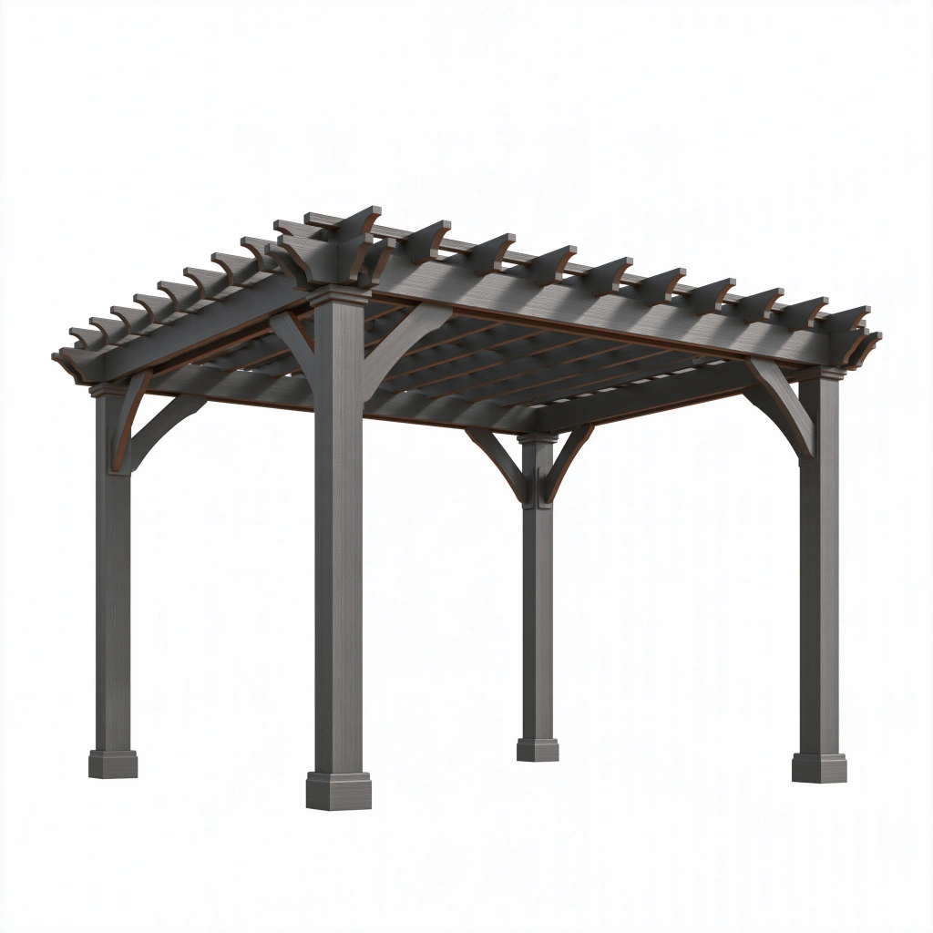 Pergola 300 x 300 x 250 cm aus Holz in Grau - offene Gartenüberdachung mit Latten Dach