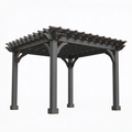 Gartenpergola 300 x 300 x 240 cm aus Holz in Anthrazit für Terrasse mit offenem Lamellendach